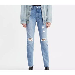 Levi's 501 Womens Jeans 30x26 Distressed Destroyed Blue Denim Button Fly